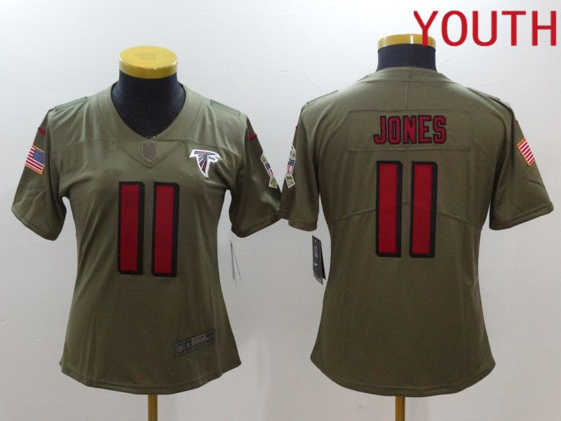 Youth Atlanta Falcons #11 Jones Red Nike Olive Salute To Service Limited NFL Jersey